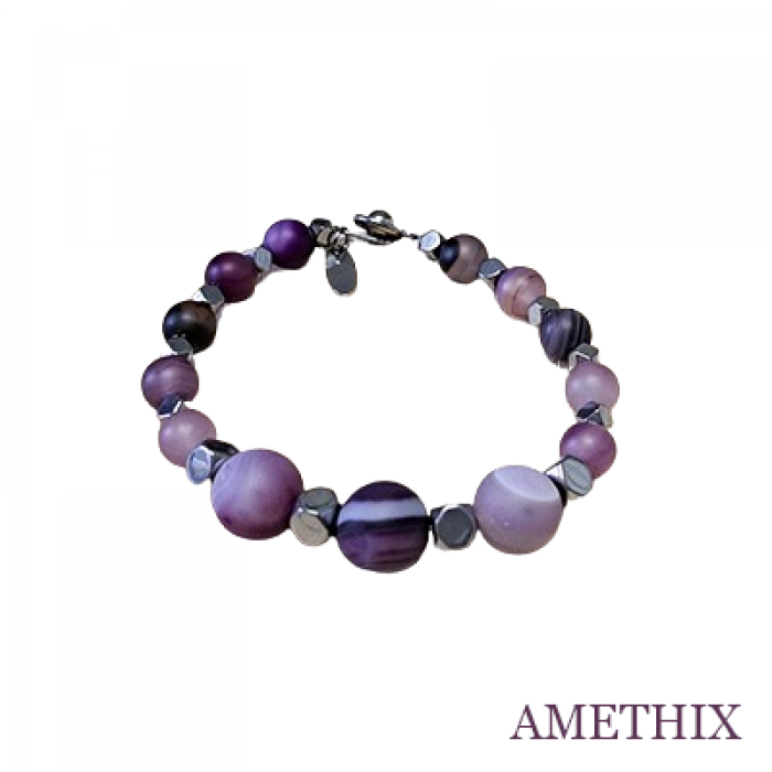 Bracelet en perles rondes d'amethyste