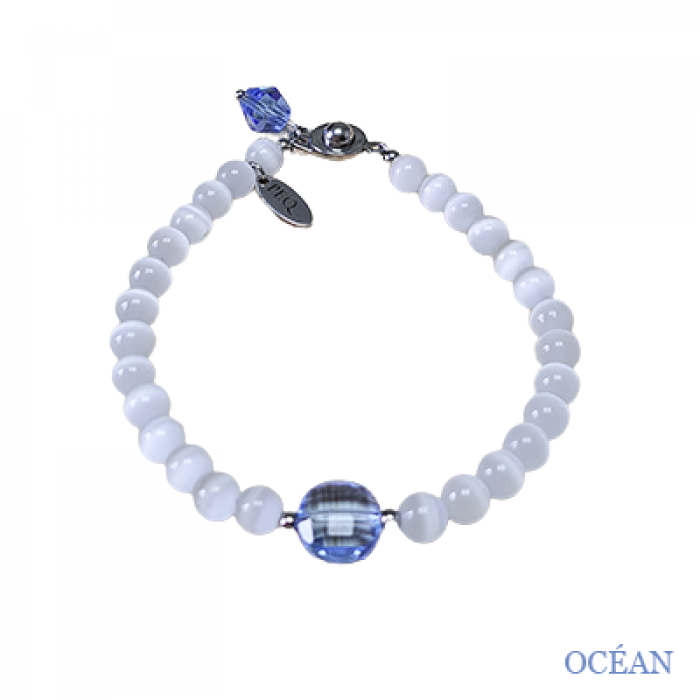 Bracelet d'oeil de chat et cristal bleu