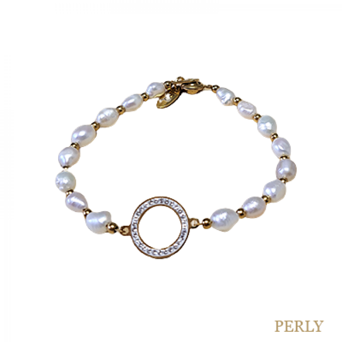 Bracelet de perles cultivées et mini zircon