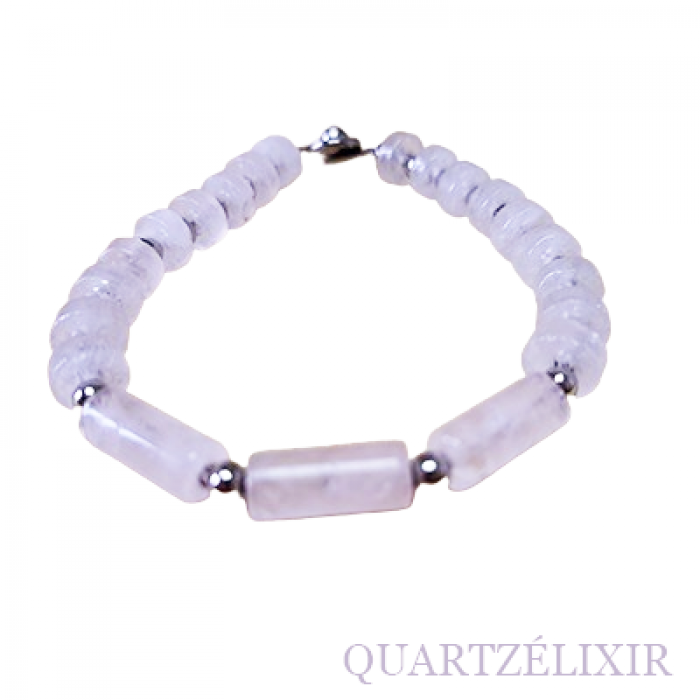 Bracelet en perle de quartz en forme de cylindre et de disque. 